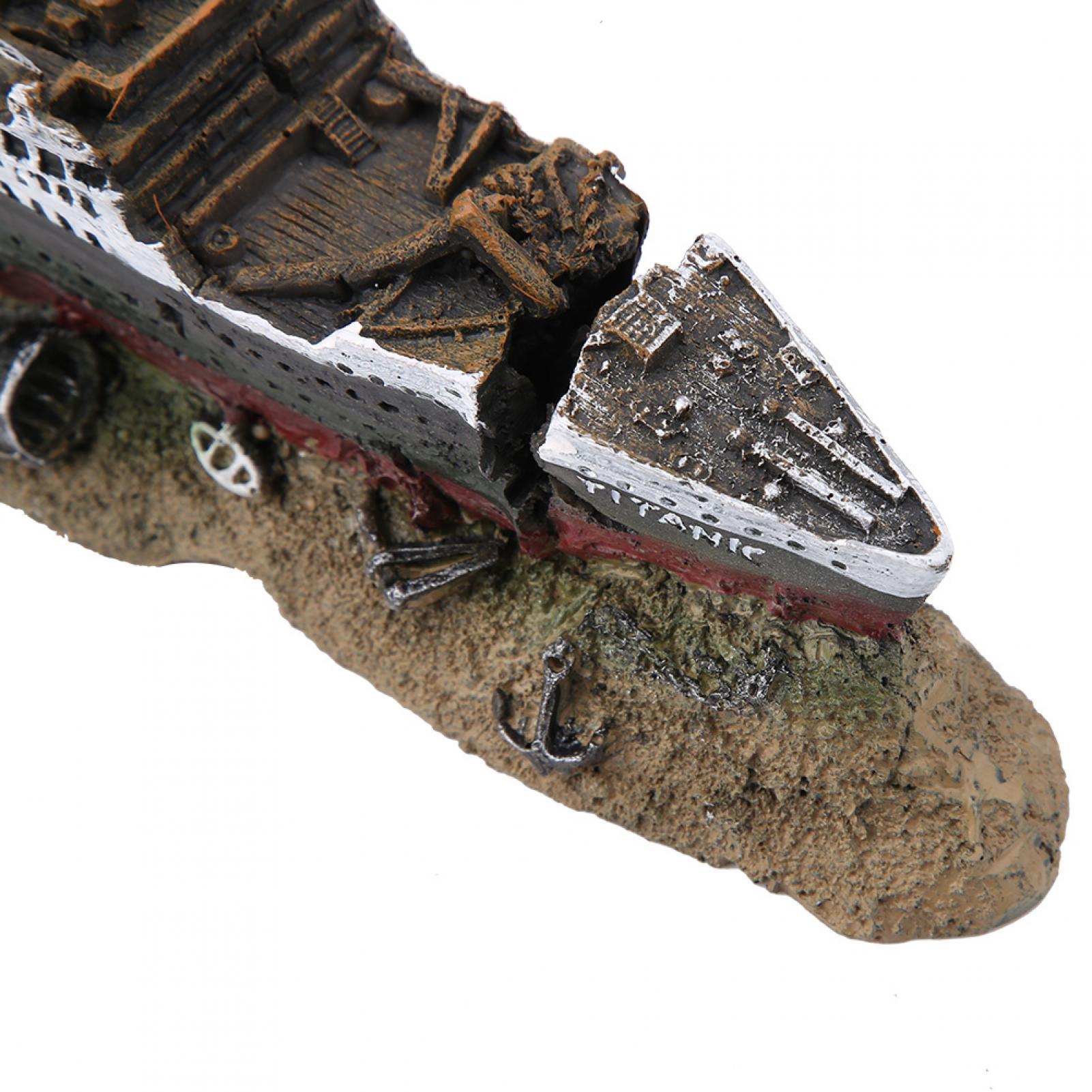 Aquarium Shipwreck Decoration, Fish Tank Sunken Ship Fish Tank Wreck Shipwreck Ornament Lost Wrecked Boat Ship Aquarium Ornament for Fish Tank Decorations
