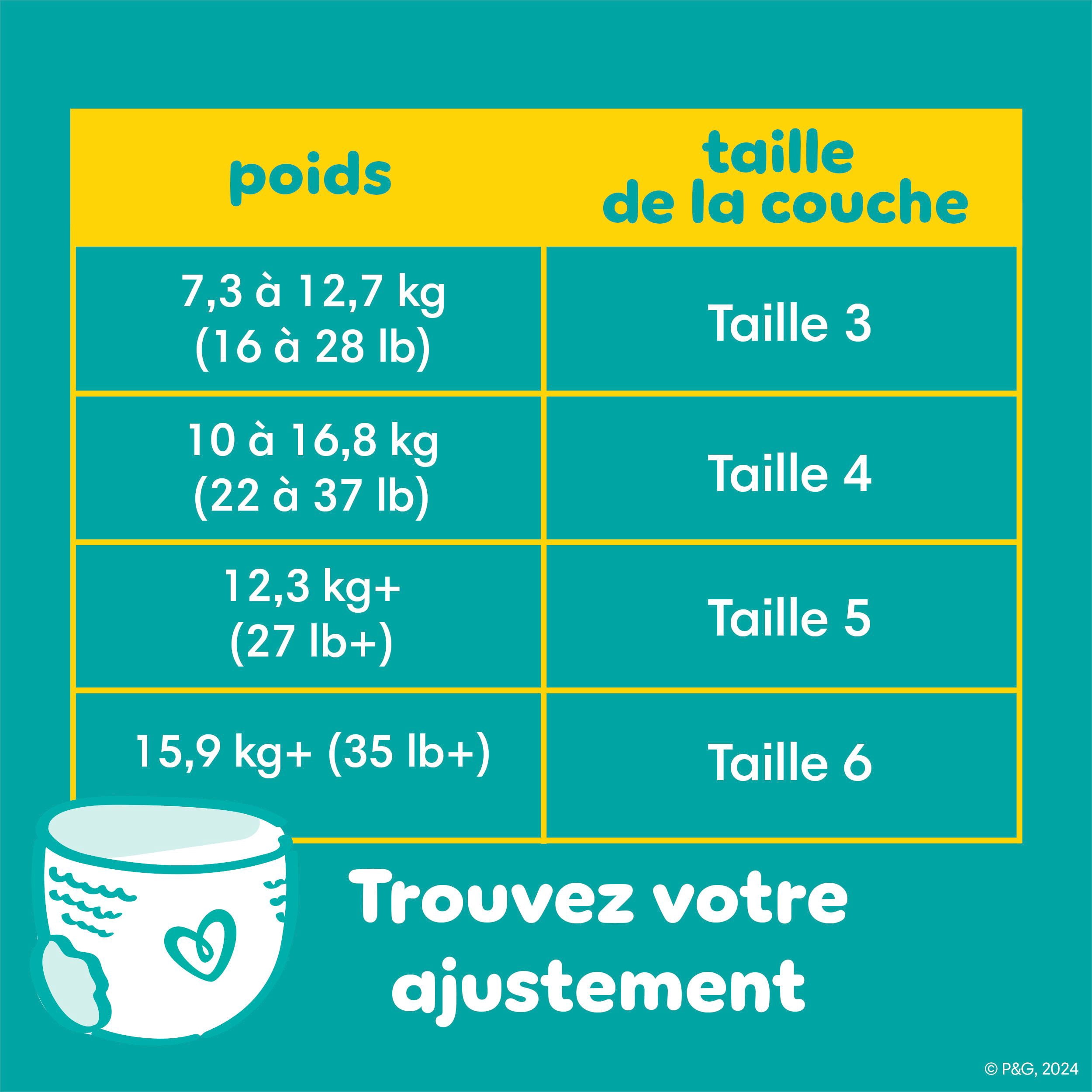 Pampers Couches - Swaddlers 360° - Taille 6, jusqu'à 100 % Anti-Fuites, Ajustement Confortable et au Sec, Attaches EZ Off Conçues pour des Changements Faciles, Couche à Enfiler