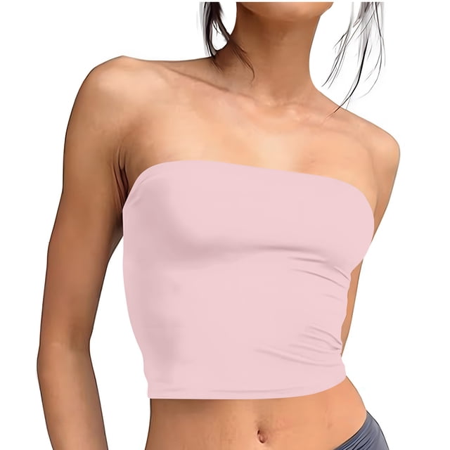Timegard Womens Tube Tank Tops Sleeveless Strapless Crop Tops Basic Backless Top Going out Cute Summer Shirts