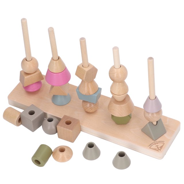 Shape Blocks Stacking Toy, Matching Set Educational Wood Different Color Glazed Edges Improve Thinking Skills For Children For Home
