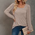 thumbnail image 4 of Plebaso Womens Square Neck Tunic Tops Pleated Long Sleeve Casual Shirts Solid Color Comfortable Blouses, 4 of 6