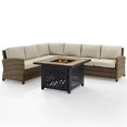 thumbnail image 1 of Afuera Living 5-Piece Wicker / Rattan Fire Pit Sectional Set in Sand/Brown, 1 of 9