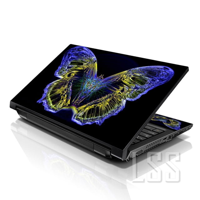 LSS 15 15.6 Inches Laptop Notebook Skin Sticker Decal Cover for Dell Lenovo Apple Acer Fits 13" to 16" with 2 Wrist Pads - Butterfly Floral
