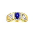 thumbnail image 1 of RYLOS Men's Rings Yellow Gold Plated Silver Classic 7X5MM Oval Gemstone & Diamond Ring Lapis September Birthstone Rings For Men Size 10, 1 of 7