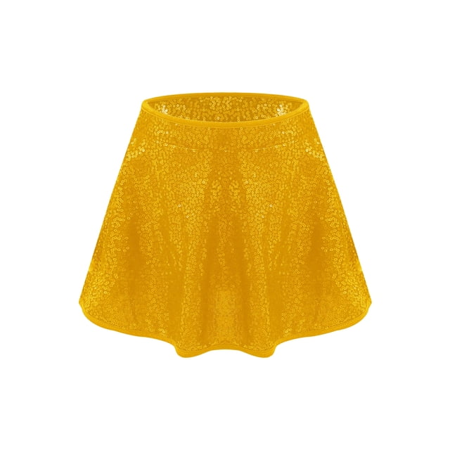 vastwit Jupe de Danse pour Filles Enfants à Paillettes Latin Hip-Hop Jazz Ballet Moderne Évasée Plissée Ligne A Mini Jupe-Short Tenue de Danse Or 6