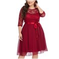 thumbnail image 2 of Robes pour Femmes 2024 Mode pour Femmes Aguichant Été Col Rond Manches Courtes Dentelle Mousseline Grande Taille Robe de Soirée en Liquidation, 2 of 9