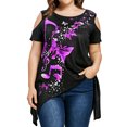 thumbnail image 1 of Women Floral Print Cold Shoulder Asymmetric Hem Plus Size Top, 1 of 2