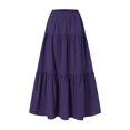 thumbnail image 1 of Wangsaura Women's Maxi Skirts Casual Elastic High Waisted A Line Ruffle Flowy Dresses Simple Style Bottoms, 1 of 6