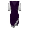 thumbnail image 4 of TIMIFIS Robe Moulante Midi Élégante pour Femmes à Col en V, Manches Longues Lanterne, Froncée, en Maille Extensible, Ajustée, Formelle, pour Fête et Cocktail, Printemps Été, Printemps, 4 of 6