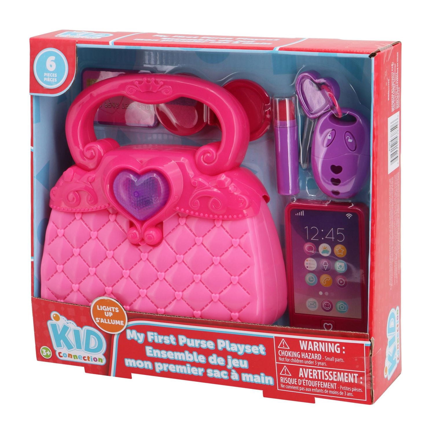 Kid Connection My First Purse with Light 6 Piece Pretend Playset for Ages 3+