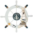 thumbnail image 1 of Nautical Beach Wooden Boat Ship Steering Wheel Fishing Net Shell Home Wall Decor (Seabird), 1 of 5