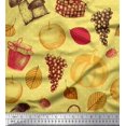 thumbnail image 1 of Soimoi Poly Georgette Tissu Champignon, Raisins & Tissu Imprimé Frais 1 Yard 42 Inch Wide, 1 of 3