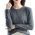 thumbnail image 2 of Hontri Cardigans pour Femmes Légers Offres à Moins de 15 $, Cardigan Basique pour Femmes à Col Rond, Manches Longues, Boutonné, Gris m, 2 of 4