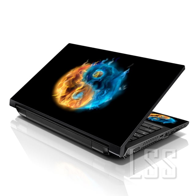 LSS Laptop Skin Sticker Decal Cover Ying Yang Fire Pattern Fits 17" to 19" Laptops