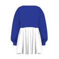 thumbnail image 4 of Womens Oversized Sweatshirt Dress Long Flowy Patchwork Pullover Tops Cute Drop Shoulder Sweatshirts Fall Long Sleeve Mini Dress Teen Girls Crewneck Solid Tunic Pleated Loose Clothing Beig, 4 of 4