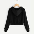 thumbnail image 4 of Timegard Zip up Hoodies for Women Plus Size Cropped Sweatshirts Long Sleeve Shirts Pullover Solid Color, 4 of 8
