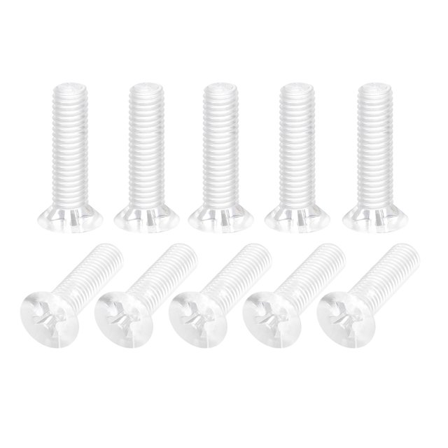 Unique Bargains Vis de Machine Crantées en Plastique M5x20mm, Boulons de Machine à Tête Plate en PC, Lot de 25