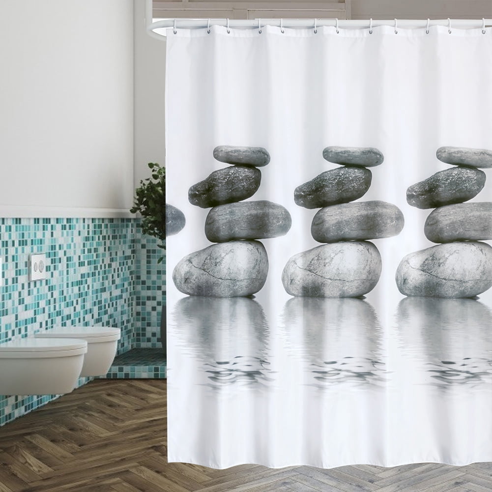 Shower Curtain Liner, Gray Stone Bathroom Shower Curtain Quick Dry Waterproof Shower Curtain with Hanging Hooks, Bath Curtain Heavy Duty Shower Curtains for Bathroom