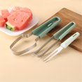 thumbnail image 4 of yeacher Premium Stainless Steel 3-in-1 Watermelon Slicer Set - Multi-Functional Kitchen Tool for Fruit Cutting, Green, Compact & Durable Design, 4 of 7