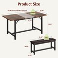 thumbnail image 3 of Dining Table Set for 4-6, 63" Large Extendable Dining Room Table Set for 6, Rectangle Kitchen Table with 2 Upholstered Soft Benches, Saving Space, Easy Assembly, 3 of 21