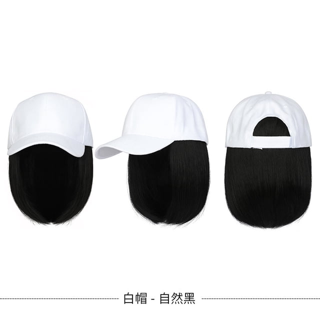 EGNMCR Wigs Human Hair Straight Short Bob Wig Baseball Wig Baseball Cap Hair Wig Hats With Hair Baseball Cap With Hair Extensions For Women Straight Short Bob Wig the bands