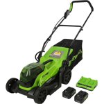 Greenworks 48V 14-In Lawn Mower, 2 x 24V 4.0AH USB Batteries & Charger Included