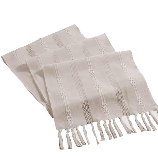 Matoen12 Gift Ideas Boho Table Runner Rustic Linen Macrame Table Runner with Tassels Woven Table Runner for Bohemian Home Dining Bedroom Table Decoration