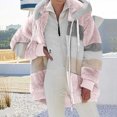 thumbnail image 2 of FAIWAD Women's Full Zip Fuzzy Fleece Hooded Coat Color Block Drawstring Fall Winter Warm Coat with Pockets, 2 of 6