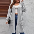 thumbnail image 4 of FAIWAD Women Long Cardigan Sweaters with Pocket Long Sleeve Ribbed Knit Open Front Coat, 4 of 7
