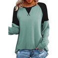 thumbnail image 1 of Pompotops Mode T-Shirt d'Été pour Femmes Manches Longues Patchwork Décontracté Blouse, 1 of 6