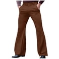 thumbnail image 1 of Xuniizn Mens Dress Pants, Solid Color Zipper Button Stretch Flared Pants with Pockets, Business Fashion Comfortable Formal Suit Trousers, 1 of 7