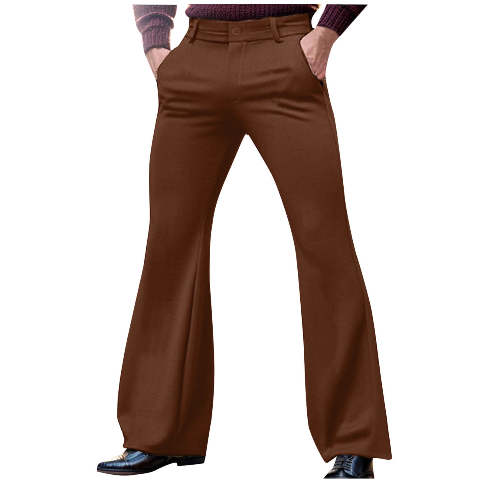 UAMVSH 70s Flared Pants for Men Trendy Vintage Bell Bottom Dress