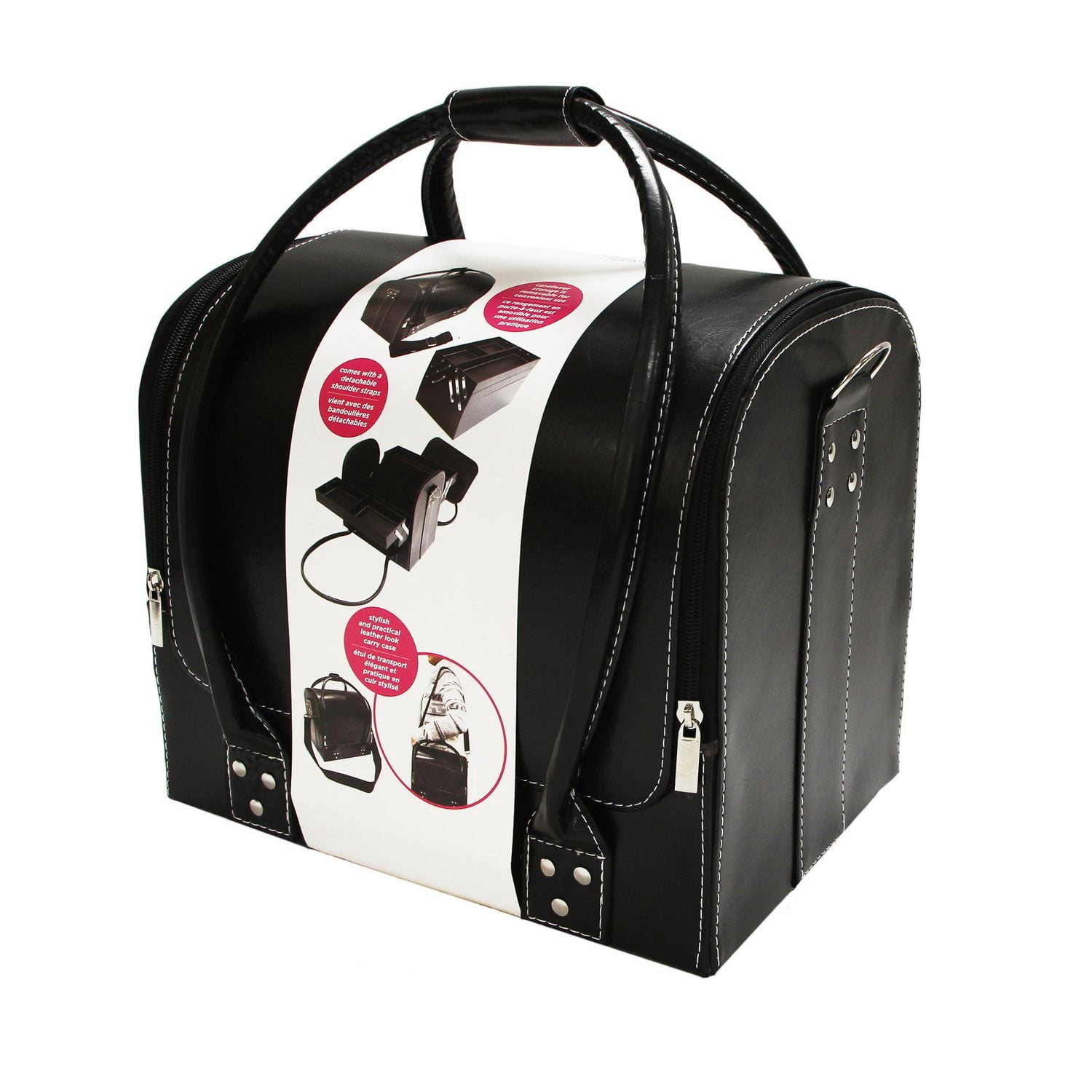 UNIQUE CREATIV Fold-Out Sew & Craft Tote - 30 × 20 × 22 cm (8.7 in), Cantilever Organizer, Faux-Leather Look, All