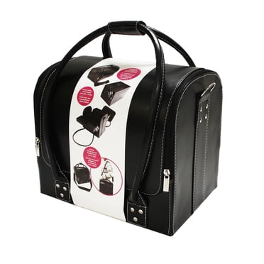 UNIQUE CREATIV Fold-Out Sew & Craft Tote - 30 × 20 × 22 cm (8.7 in), Cantilever Organizer, Faux-Leather Look, All