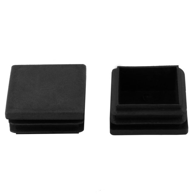 2 Pcs Embouts Noirs 40mm x 40mm Inserts de Tubes Nervurés Carrés