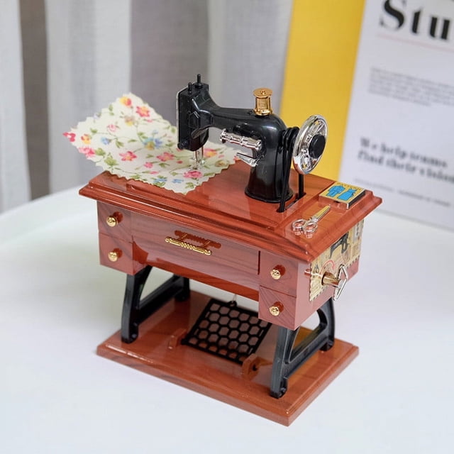 Kcavykas Mother's Day Gifts, Home DecorationVintage Music Box Mini Sewing Machine Style Mechanical Birthday Gift Table Decor