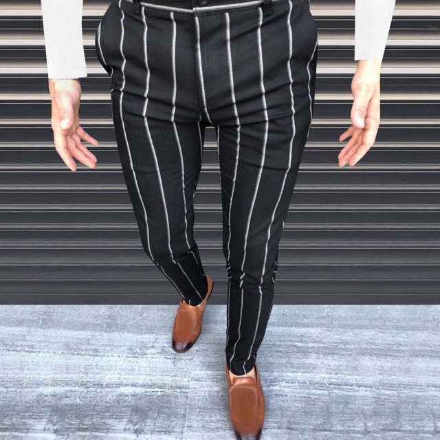 RKSTN Pants for Men Fall Striped Business Straight Pants Loose Trousers Straight Leg Pants
