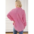 thumbnail image 3 of Women's Pink Mineral Wash Crinkle Textured Chest Pockets Shirt, 3 of 5