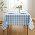 thumbnail image 4 of Checkered Gingham Tablecloth 60x120 Inch, Light Blue and White, Waterproof, WrinkleFree, Ideal for Kitchen, Dining, and Outdoor Picnics, Easy to Clean, 4 of 6