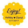 thumbnail image 1 of 100 PCS Enjoy! Customized Scallop Edges Hang Tags Personalized Wedding Favor Gift Paper Tags, 1 of 1