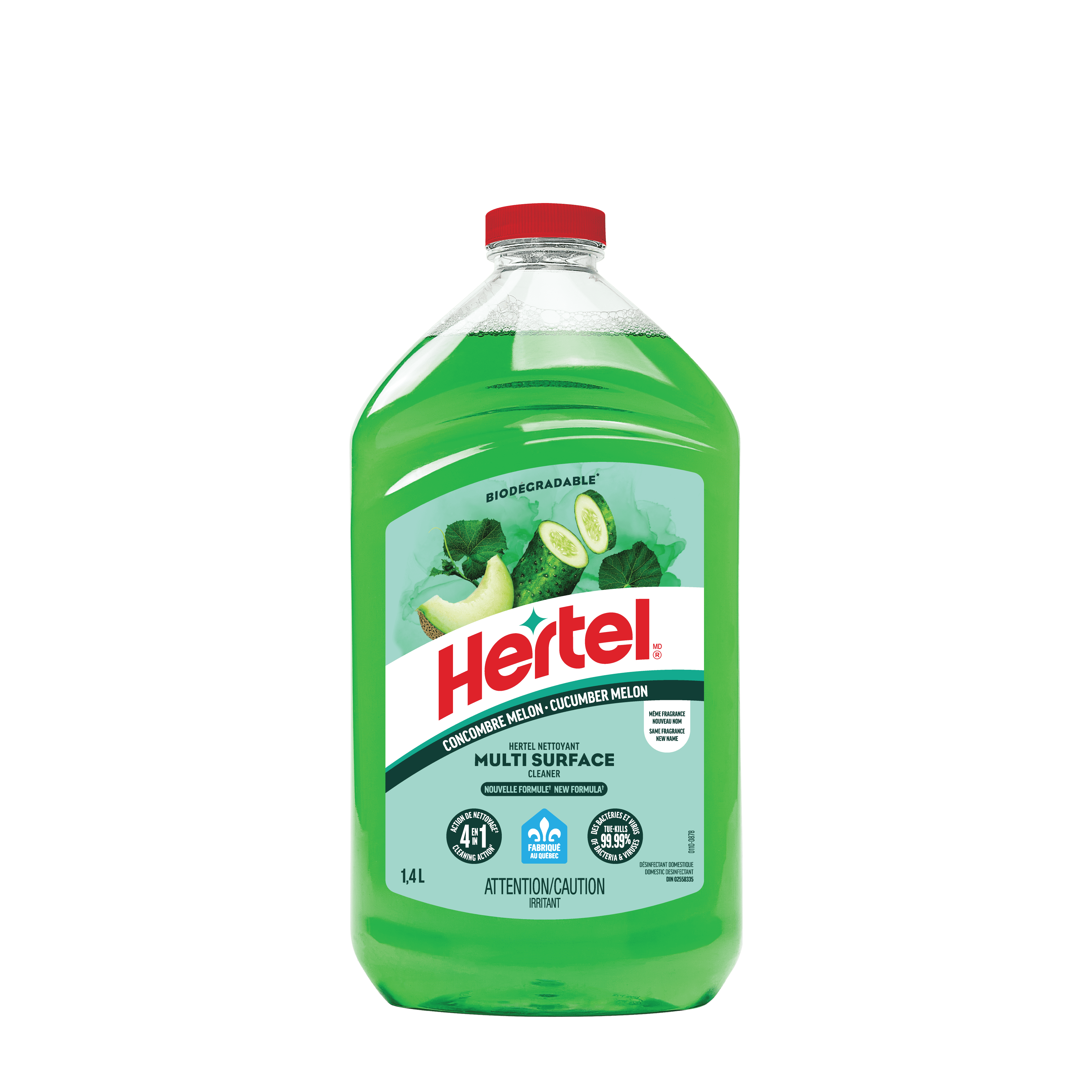 Hertel Multi-surface cleaning disinfectant dilutable, Cucumber melon, 1.4L