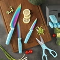 thumbnail image 2 of Hecef 14 Pieces Kitchen Knife Set with Wooden Block, Rainbow Titanium Coated Chef Knives with Sharpener, Scissors, 2 of 10