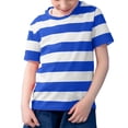 thumbnail image 1 of T-shirts d'Été à Rayures à Manches Courtes pour Filles, à Blocs de Couleur, Tendance, Col Ras du Cou, Chandails à Enfiler, Hauts, Blouse Décontractée, 1 of 5