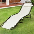 thumbnail image 1 of Gymax Chaise Longue Pliable Réglable pour Patio, Lit de Camp avec Oreiller, Plage, Piscine, Gris, 1 of 9