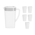 thumbnail image 2 of JZCHUNTOY 3L 101.4 oz Large Capacity Cold Water Pitcher, 5 Pieces Water Cups, BPA Free Heat Resistant Water Carafe, Leakproof Iced Tea Pitcher Set for Home, Kitchen, Office, Party and Daily Use, 2 of 6