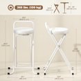 thumbnail image 3 of HOMCOM Folding Stools Set of 2, Foldable Bar Stools with PU Seat, White, 3 of 10