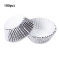 thumbnail image 4 of 100 Pieces Cupcake Paper Liners Mini Tools for DIY Non-Stick Muffin Baking Molds DIY Pastry Chocolate Home Kitchen Bakeware, Silver, 4 of 9