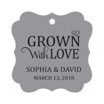 thumbnail image 1 of Darling Souvenir Grown With Love Personalized Fancy Frame Bonbonniere Wedding Party Favor Paper Tags-Gray-50 Tags, 1 of 1