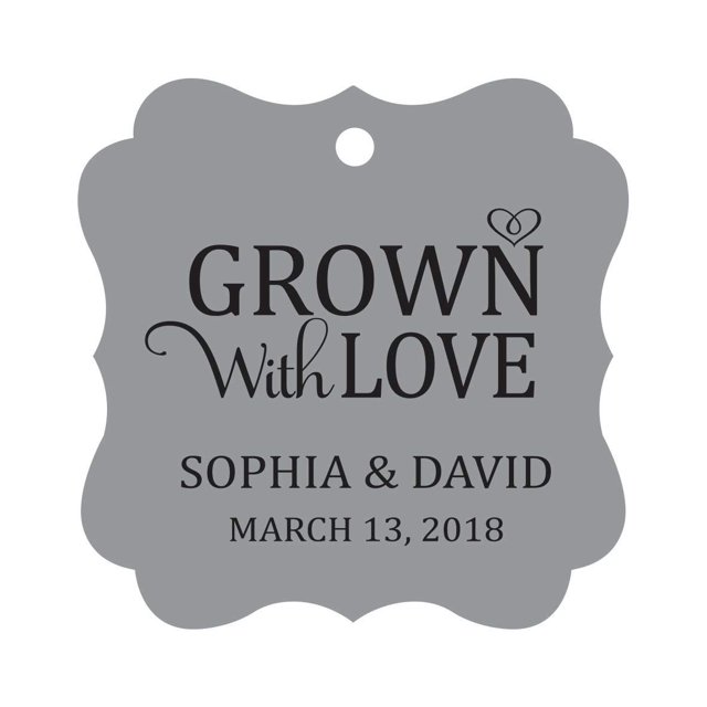 Darling Souvenir Grown With Love Personalized Fancy Frame Bonbonniere Wedding Party Favor Paper Tags-Gray-50 Tags