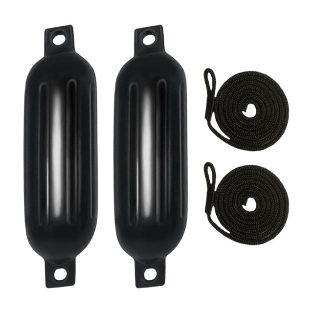 relayinert 2x Boat Fenders 6mm x 1.5M Ropes PVC Anti Collision for Docking Pontoon Black G0 Black Rope Black G0 Black Rope Rope 6x1.5m